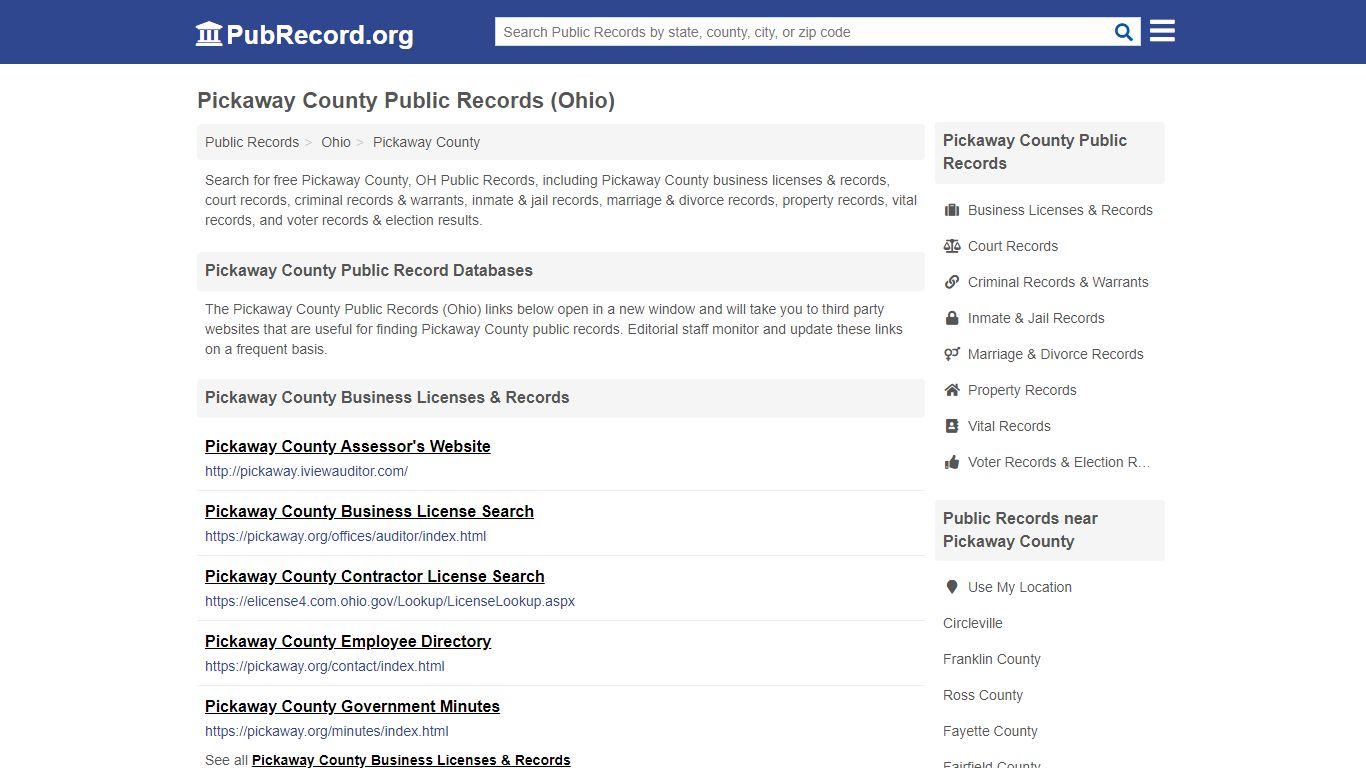 Free Pickaway County Public Records (Ohio Public Records)