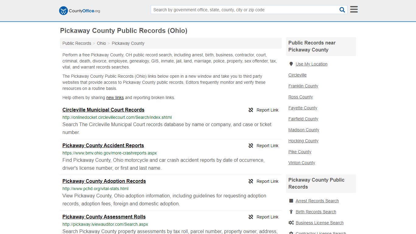 Public Records - Pickaway County, OH (Business, Criminal ...